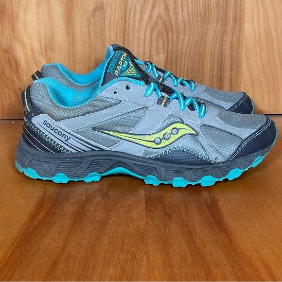Womens 8 Saucony Raptor TR Trail Shoes Grey Blue SEF1094 - Picture 1 of 8